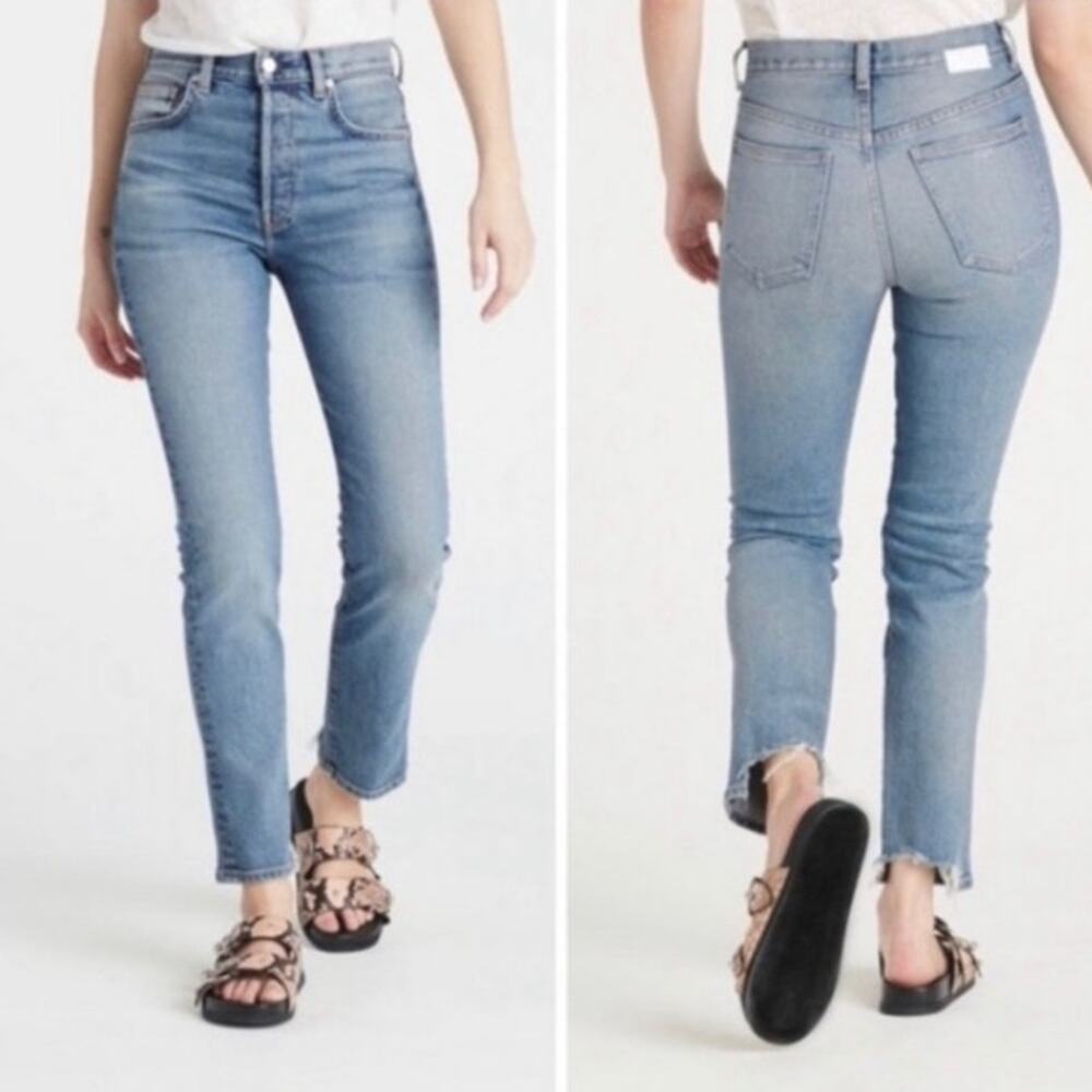 CQY Light Wash High Rise Straight Leg Jeans